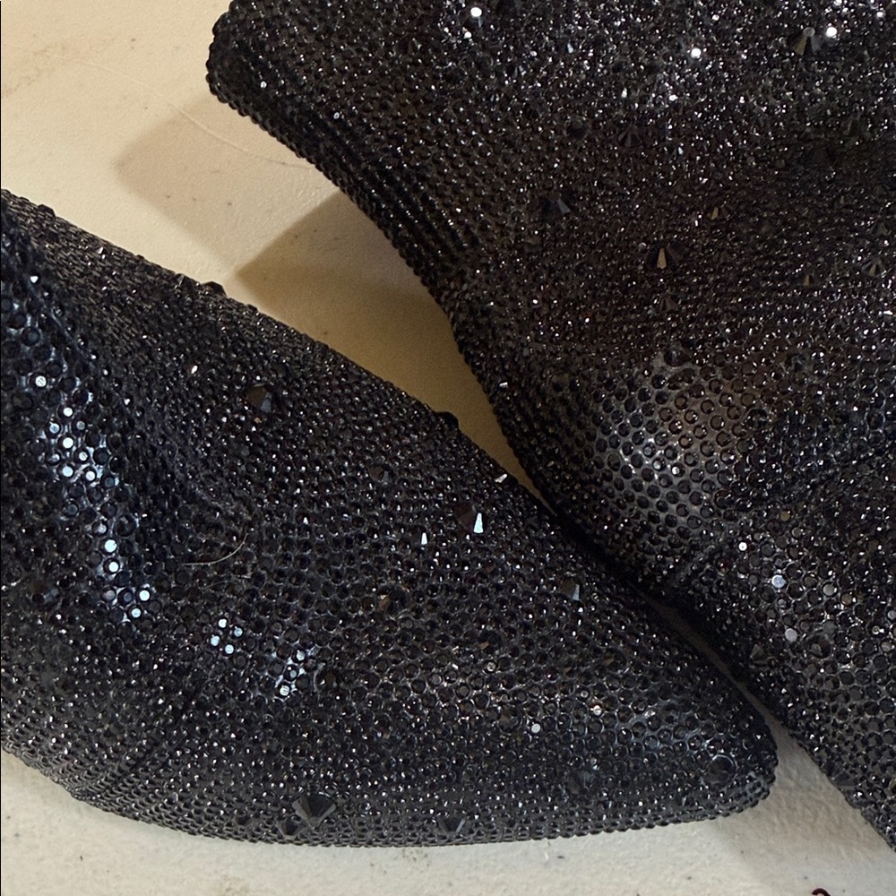 Betsey Johnson Kyla glass stones Black Ankle Booties Size 8 - Picture 8 of 10
